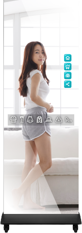 鏡面觸控廣告導覽機 多媒體客製化用途 智慧試衣鏡 虛擬換衣 穿搭神器